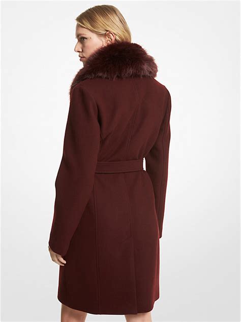 michael kors cat collar|Faux Fur Collar Wool Blend Coat .